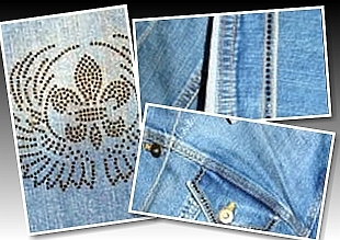 Jeans Jacke aufgepeppt mit Strass Steinen